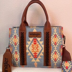 Wrangler Blue and Brown Patterned Women's Bag